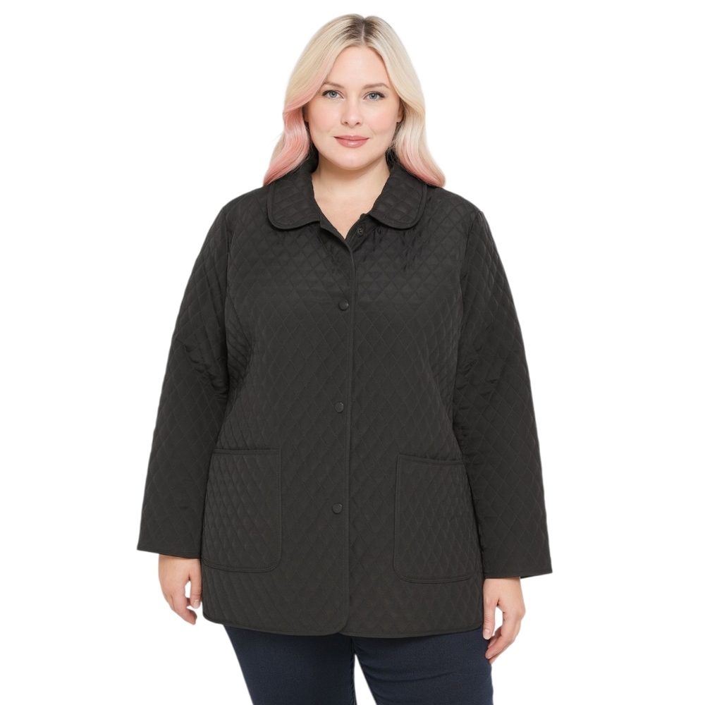Totes Quilted Black Jacket Women’s XL Snap Front Pockets Warm Lined Coat
